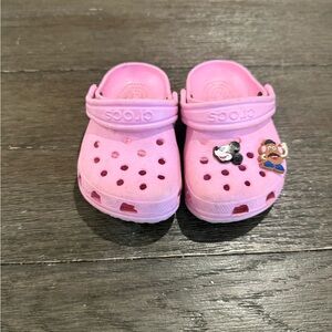 CROCS Kids' Pink Classic Clog with Character Jibbitz
